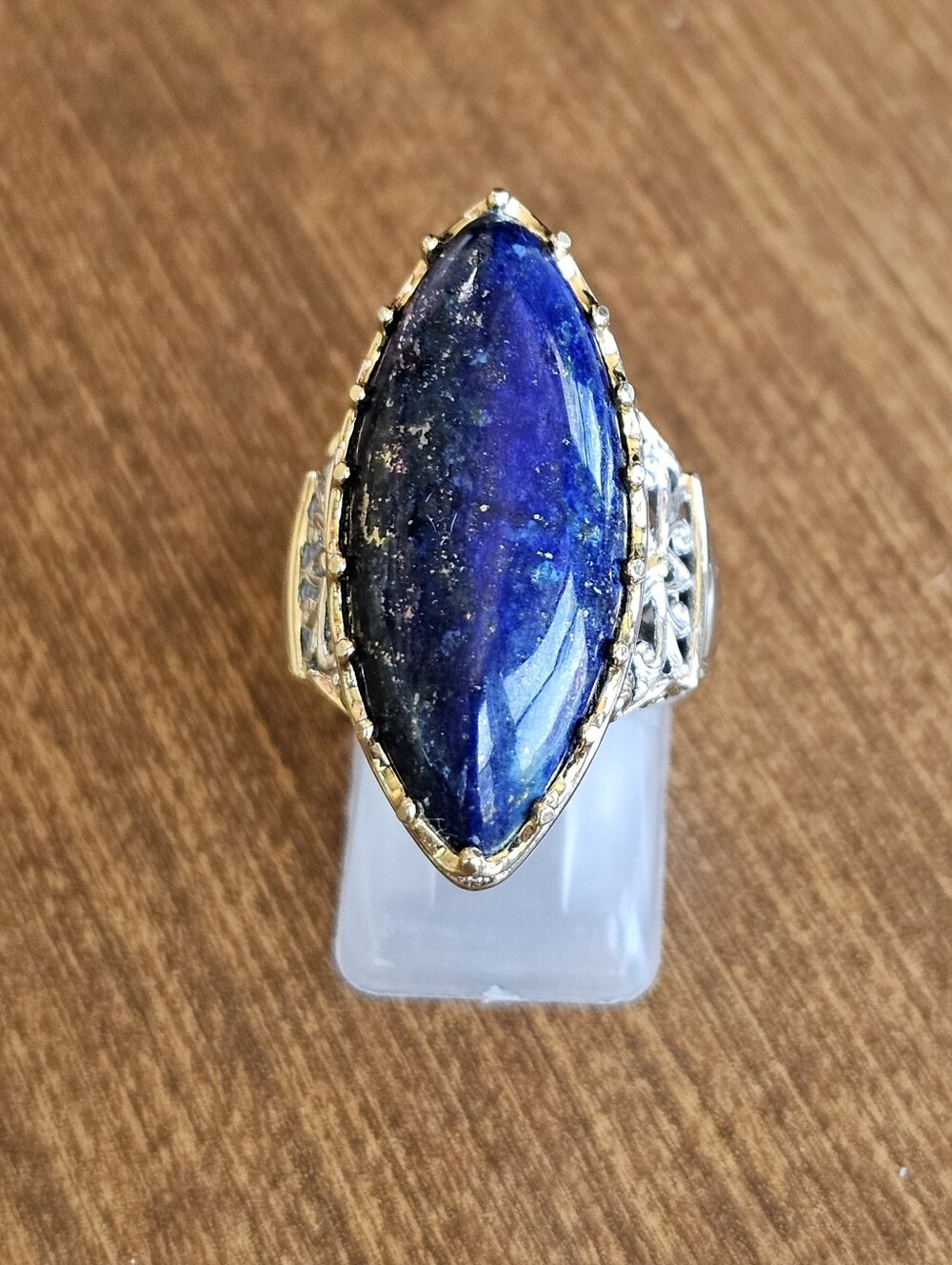 Retired Gems En Vogue Lapiz Luzuli Ring Palladium Sterling Silver 18k Size 6! - Picture 5 of 7